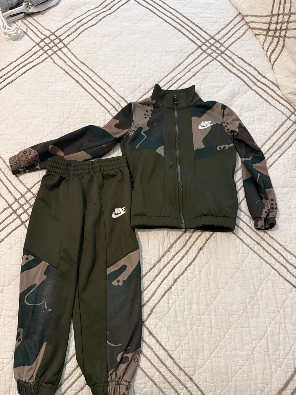 Nike Olive Green & Dark Camo Kids’ Tracksuit Set